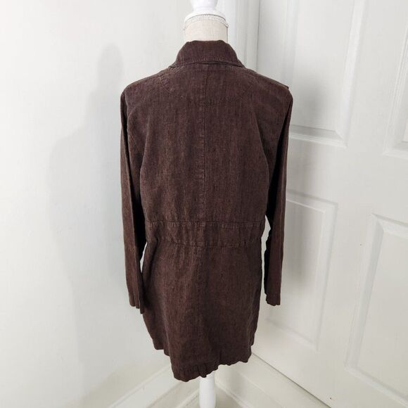 Flax Top Womens M Brown Linen Tunic Lagenlook Artsy Boho Neutral Modest Loose - Picture 12 of 13